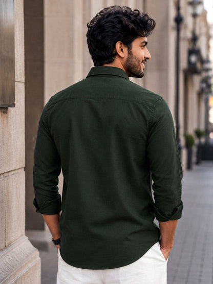 Bottle Green Cotton Shirt - Shirt | MyDesignation