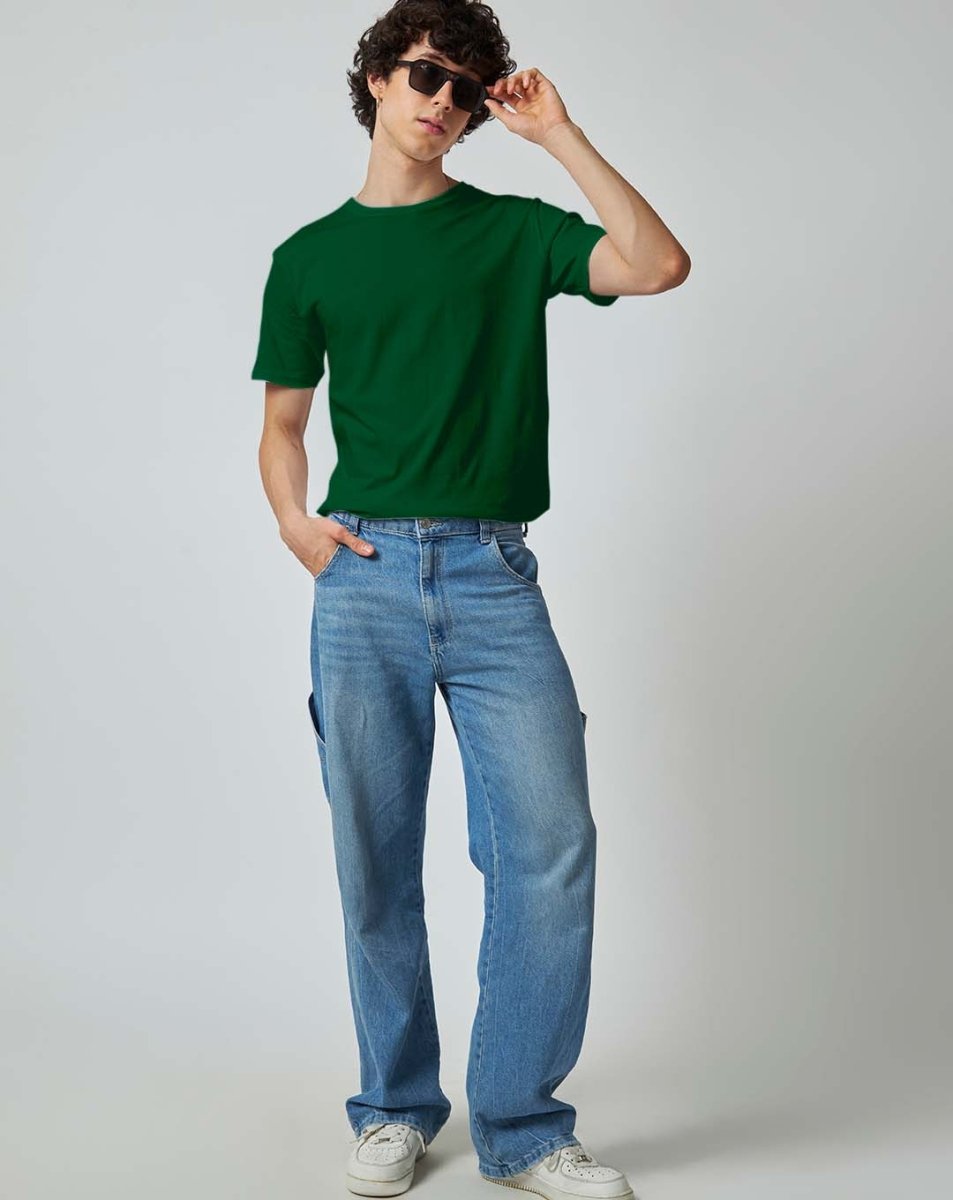 Bottle Green plain T-shirt - Plain T-shirt | Mydesignation