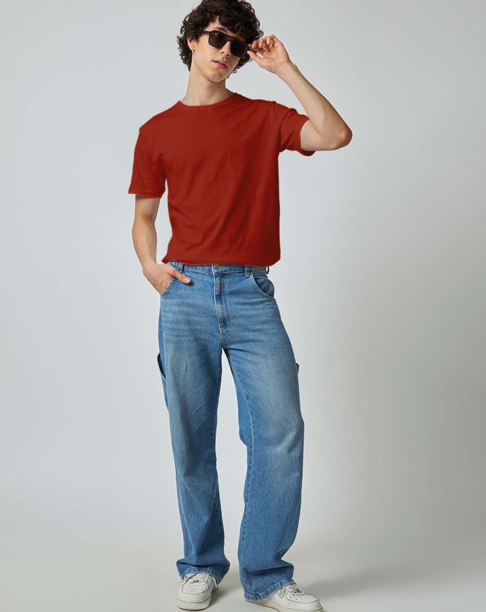 Brick Red Plain T-shirt - Plain T-shirt | Mydesignation