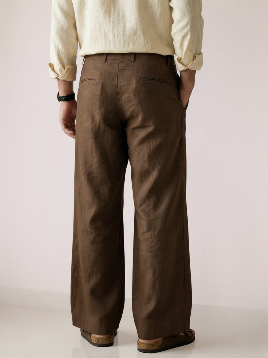 Brown Linen Pant - Pants | Mydesignation