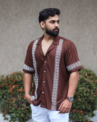 Brown Panel Shirt - Men Shirt | Mydesignation