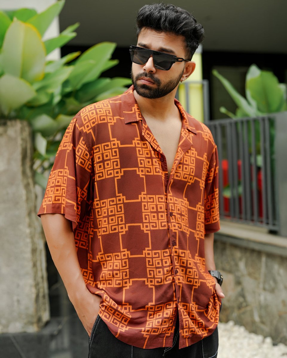 Brown Waffle Shirt - Men Shirt | Mydesignation