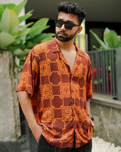 Brown Waffle Shirt - Men Shirt | Mydesignation