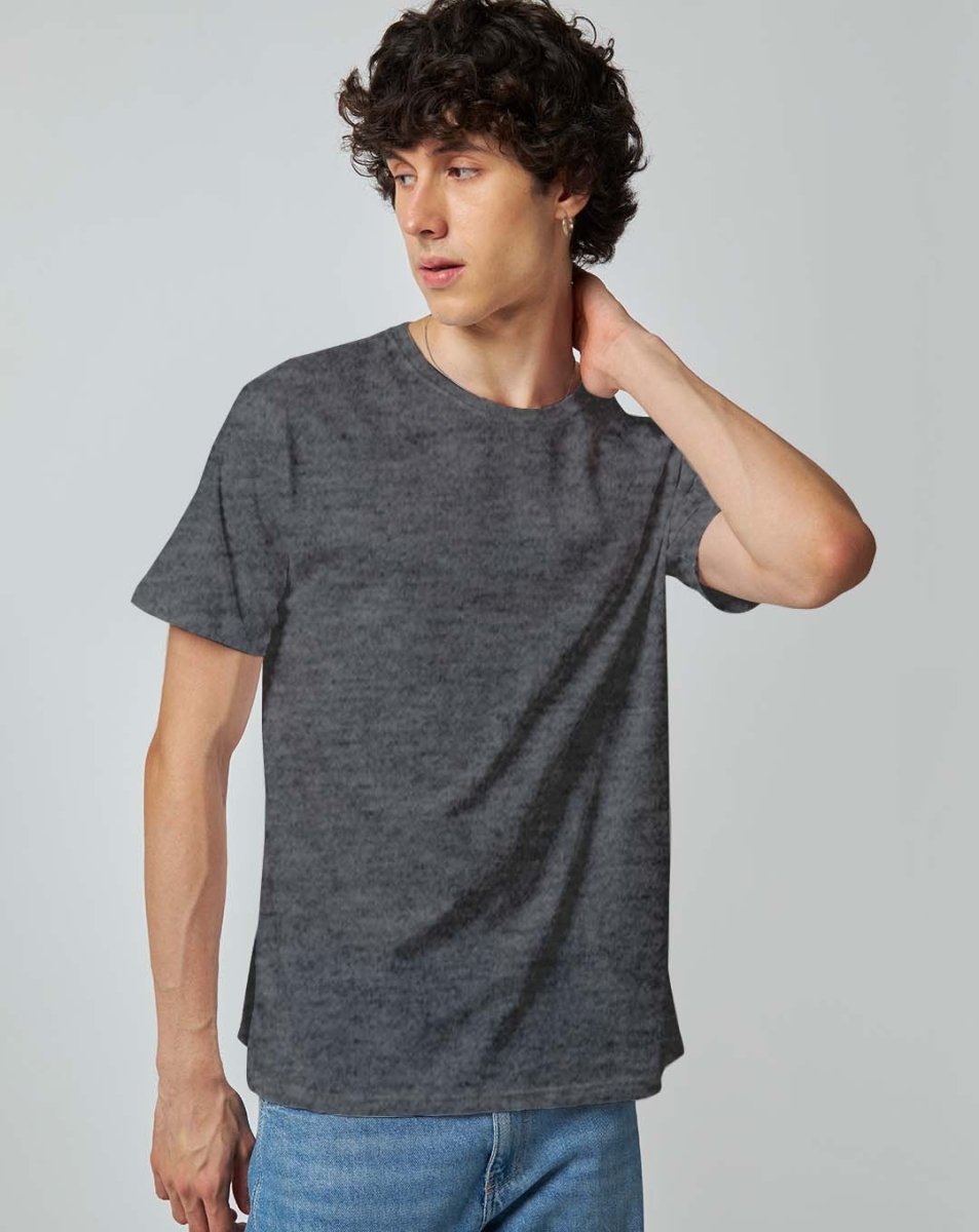 Charcoal Melange Plain T-shirt - Plain T-shirt | Mydesignation
