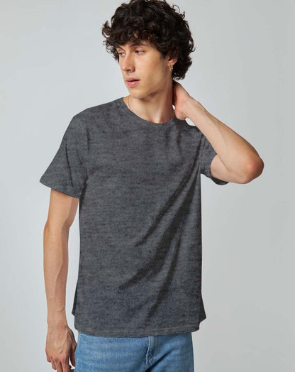 Charcoal Melange Plain T-shirt - Plain T-shirt | Mydesignation