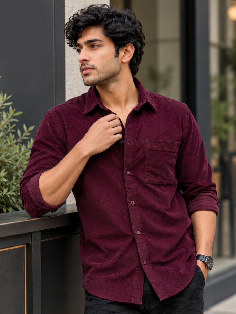 Corduroy Shirt: Wine - Shirt | MyDesignation