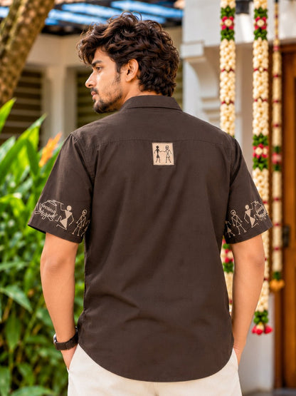 Cosmic Visitors Warli Embroidered - Shirt | MyDesignation