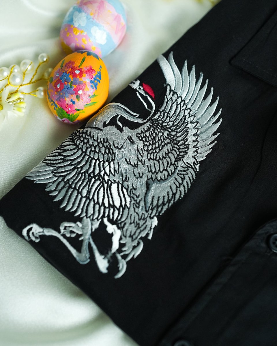 Crane Embroidered - Men Shirt | Mydesignation