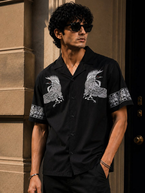 Crane Embroidered | Relaxed Fit | Luxe Cotton Shirt - Shirt | MyDesignation