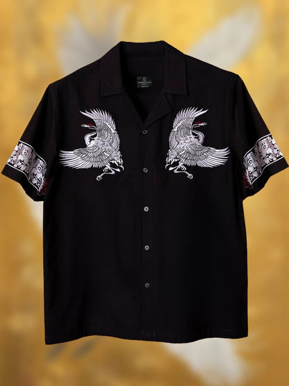 Crane Embroidered | Relaxed Fit | Luxe Cotton Shirt - Shirt | MyDesignation