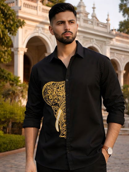 Elephant Embroidered Shirt | Freedom Collection - Men Shirt | Mydesignation