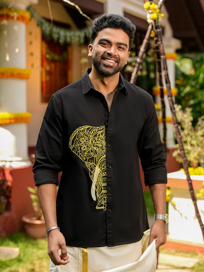 Elephant Embroidered Shirt - Pongal Special | Mydesignation