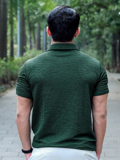 Green Textured Polo - Polo T-shirts | Mydesignation