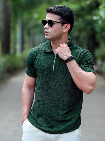 Green Textured Polo - Polo T-shirts | Mydesignation