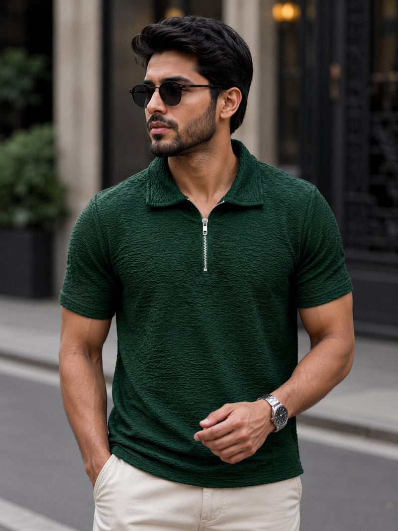 Green Textured Polo - Polo T-shirts | MyDesignation