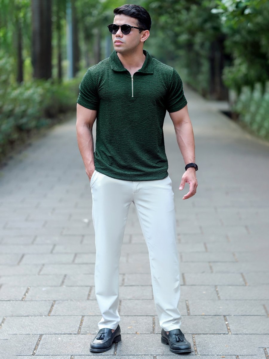 Green Textured Polo - Polo T-shirts | Mydesignation