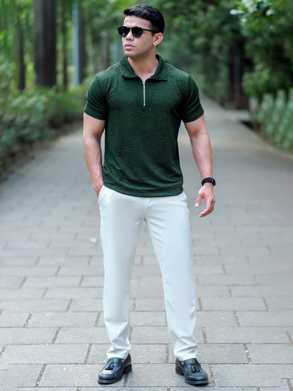 Green Textured Polo - Polo T-shirts | Mydesignation