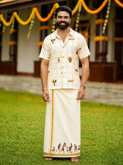 Kerala Icons Shirt and Printed Mundu Combo - Shirt Combo | MyDesignation