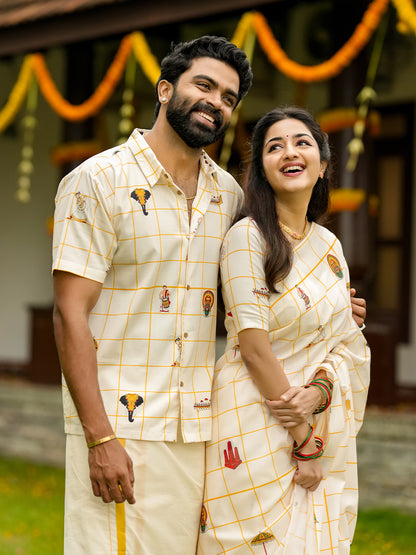 Kerala Icons Shirt and Saree Combo