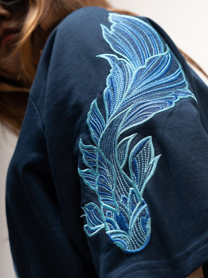Koi Embroidered - Women Oversized T-shirt | Mydesignation