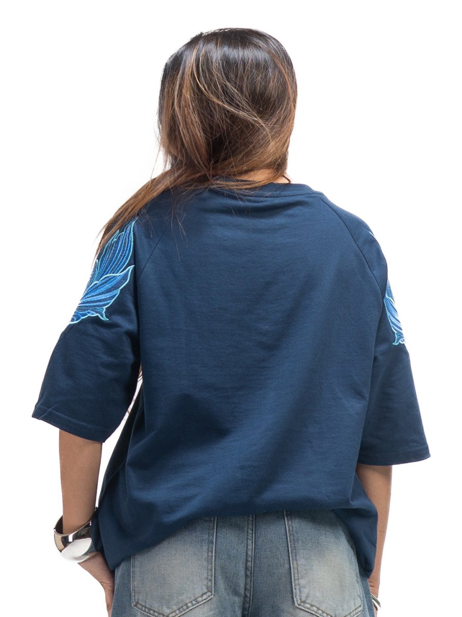 Koi Embroidered - Women Oversized T-shirt | Mydesignation