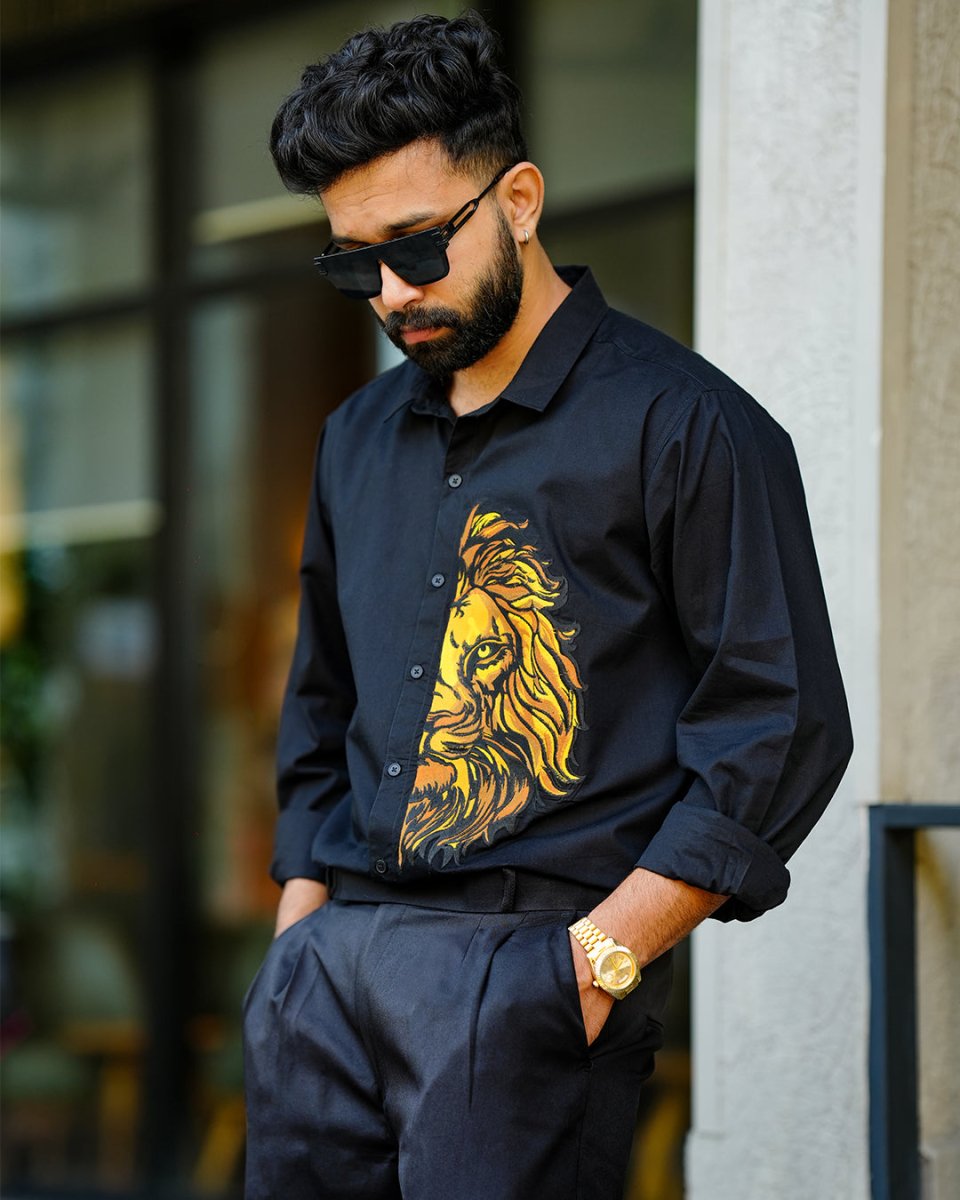 Lion Embroidered - Men Shirt | Mydesignation