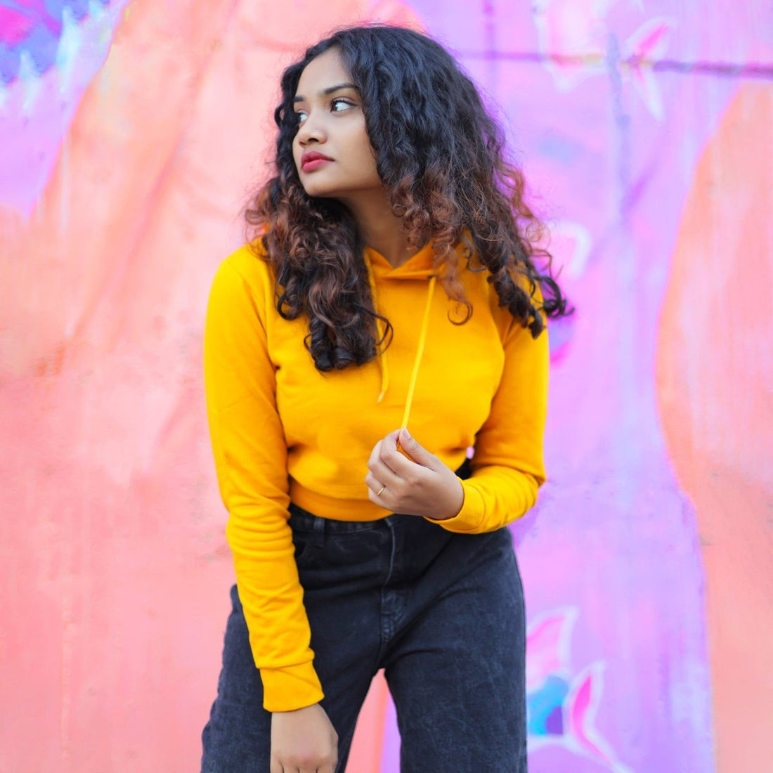 Mustard Yellow Crop Hoodie - Regular Fit - Plain - Crop Hoodie | Mydesignation