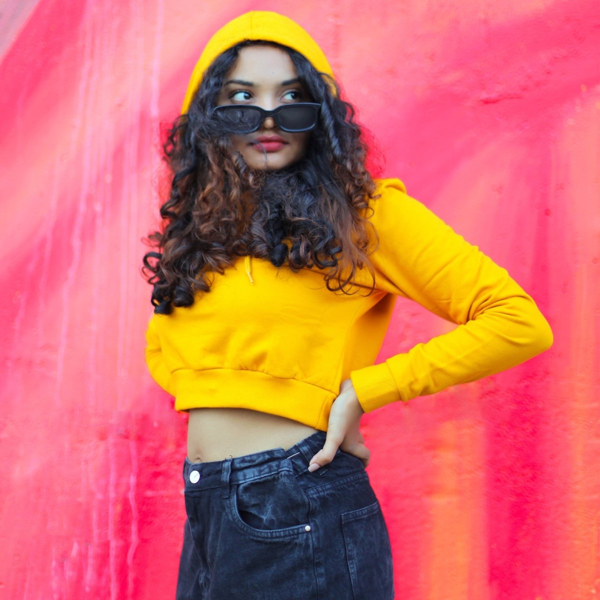Mustard Yellow Crop Hoodie - Regular Fit - Plain - Crop Hoodie | Mydesignation