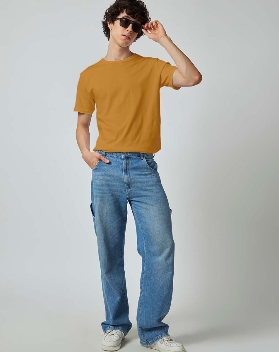 Mustard Yellow Plain Tshirt - Unisex Comfort Fit - Plain T-shirt | Mydesignation