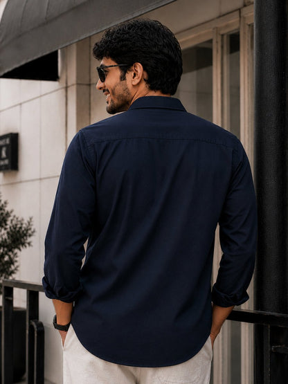 Navy Blue Cotton Shirt - Shirt | MyDesignation