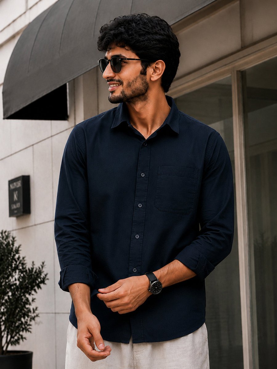 Navy Blue Cotton Shirt - Shirt | MyDesignation