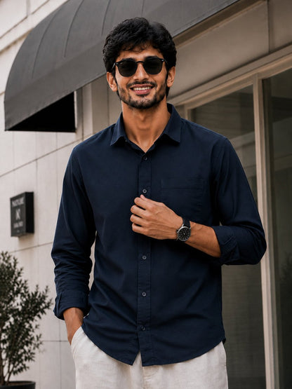 Navy Blue Cotton Shirt - Shirt | MyDesignation