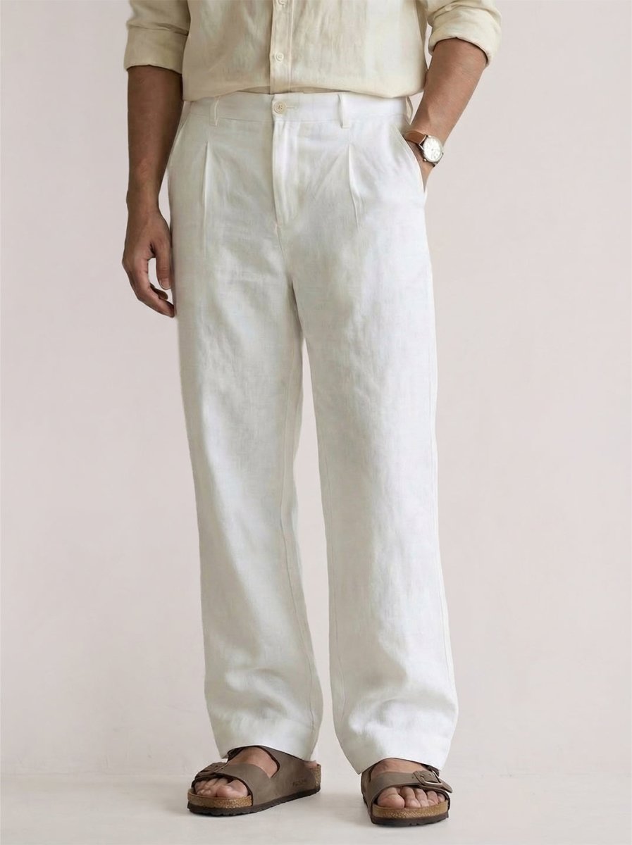 Off White Linen Pant - Pants | Mydesignation