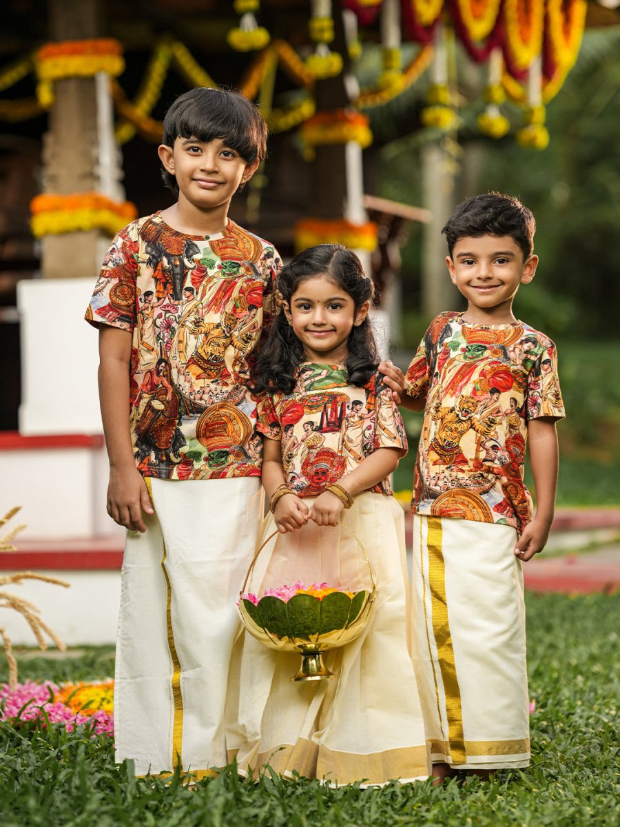 Onam Cultural Kids Tshirt - Kids Printed T-shirt | MyDesignation