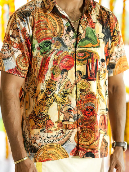 Onam Cultural Shirt and Printed Mundu Combo - Shirt Combo | MyDesignation