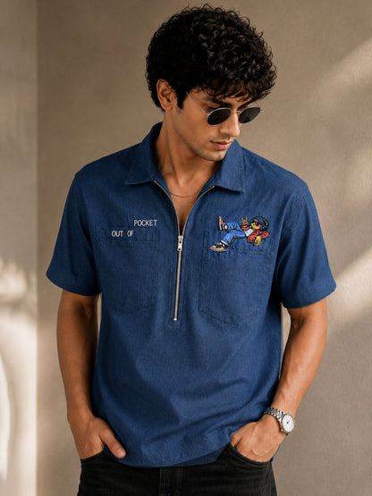 Out of Pocket Denim Embroidered - Shirt | MyDesignation