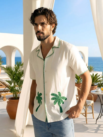 Palm Tree Embroidered Shirt - Men Shirt | Mydesignation