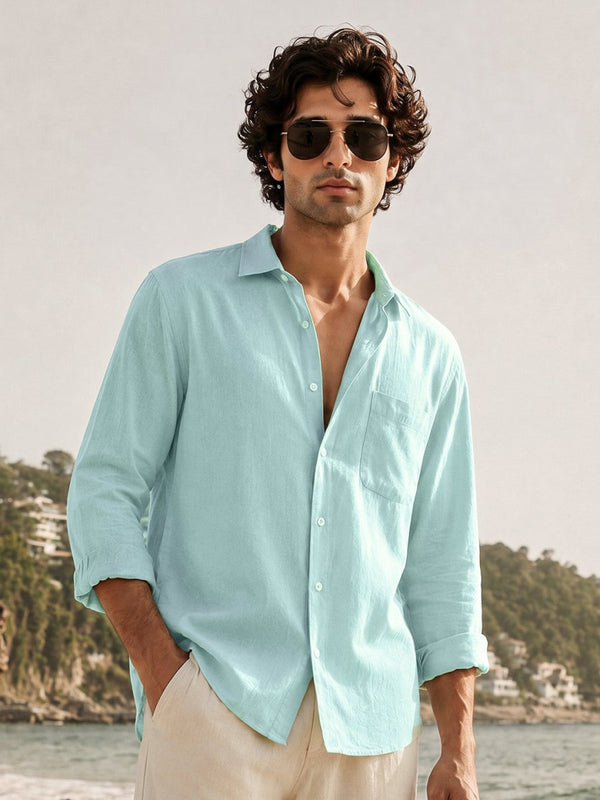 Pista Green Linen Shirt - Shirt | MyDesignation