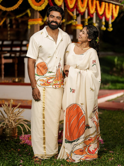 Pookkalam Shirt and Saree Combo