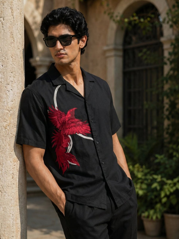 Raven Embroidered | Relaxed Fit | Luxe Cotton Shirt - Shirt | MyDesignation