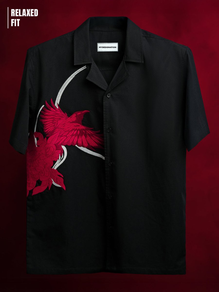 Raven Embroidered | Relaxed Fit | Luxe Cotton Shirt - Shirt | Mydesignation