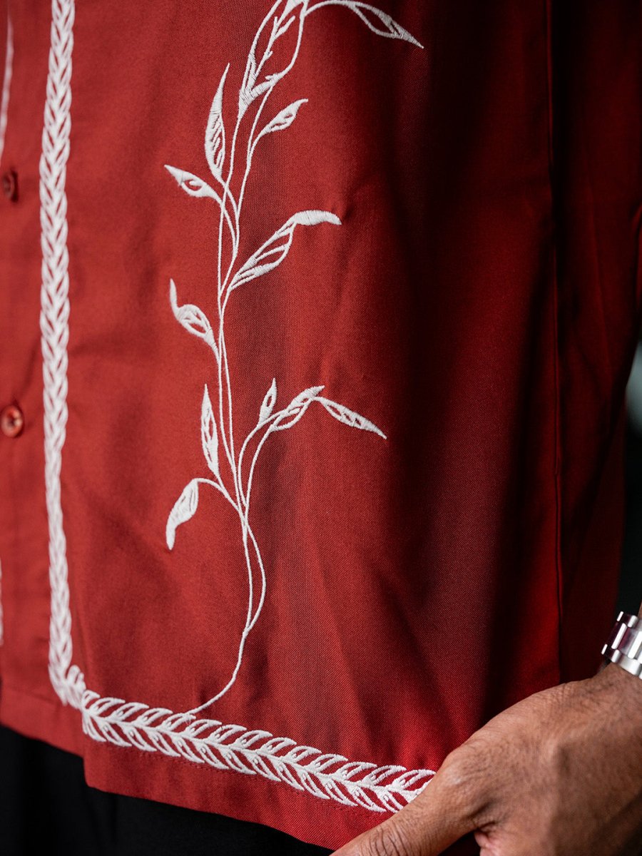 Red Leaf Embroidered Shirt | Valentines collection - Men Shirt | Mydesignation