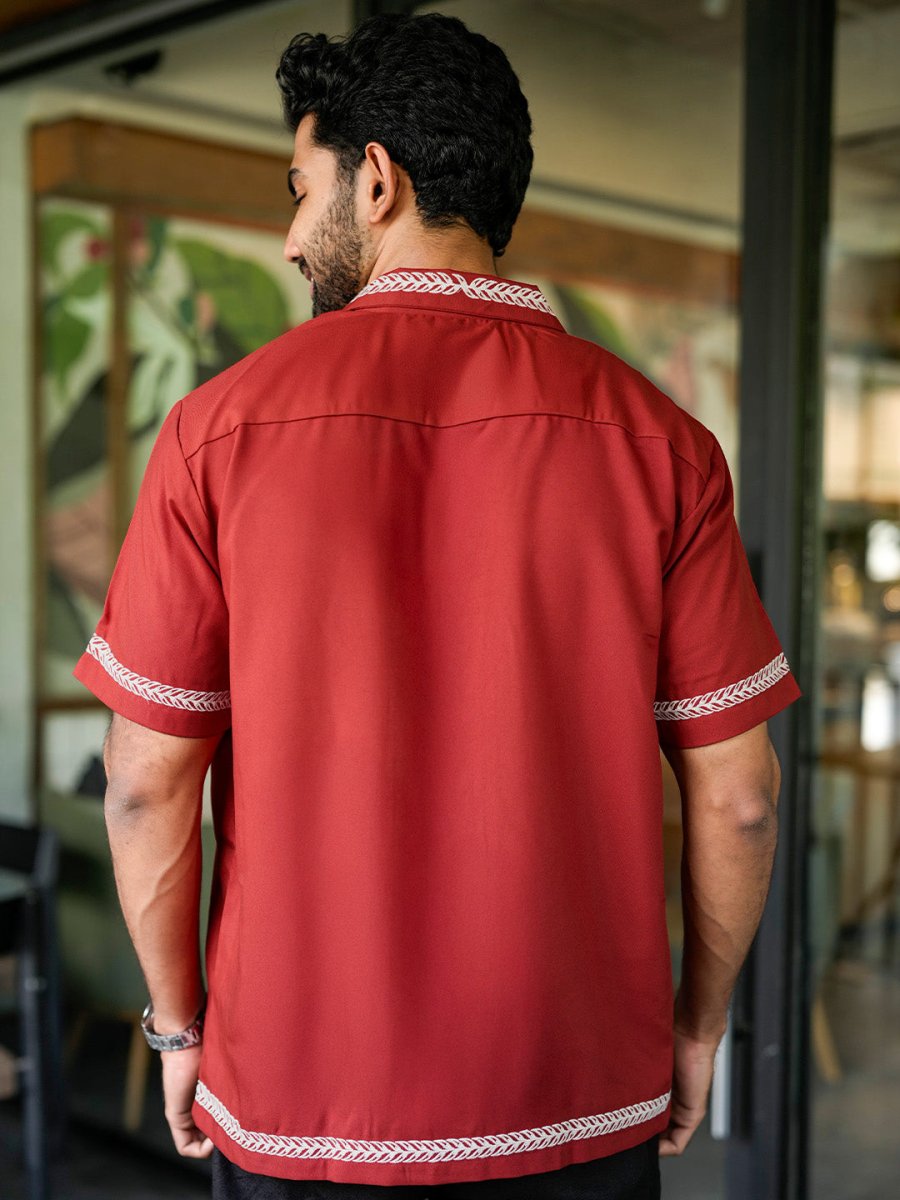Red Leaf Embroidered Shirt | Valentines collection - Men Shirt | Mydesignation