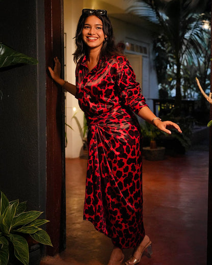 Red Leopard Shirt &amp; Skirt Set - Combo Pack | Mydesignation