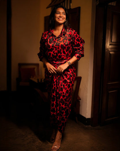 Red Leopard Shirt &amp; Skirt Set - Combo Pack | Mydesignation