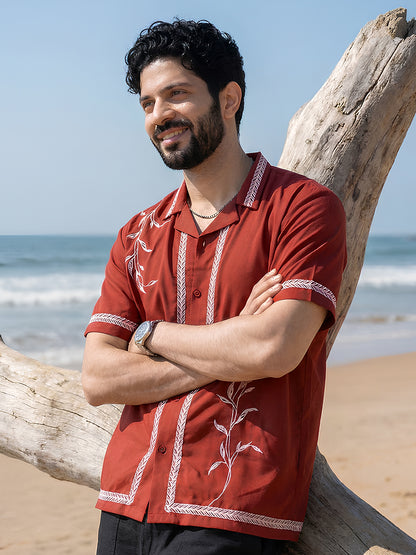 Summer Leaf Embroidered Shirt | Summer Collection