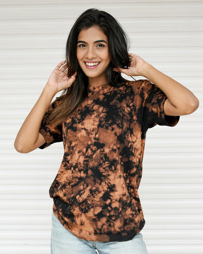 Rusty Brown - Women Tie - Dye T-shirt | Mydesignation