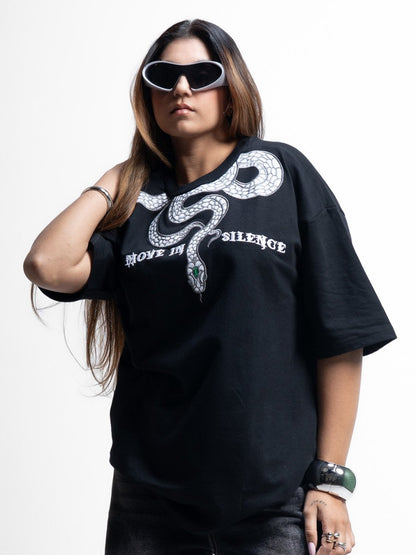 Snake Embroidered - Women Oversized T-shirt | Mydesignation
