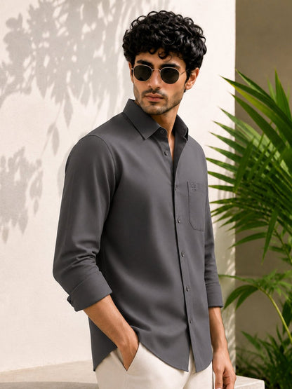 Stone Grey Bamboo Full Sleeve Shirt - Shirt | MyDesignation