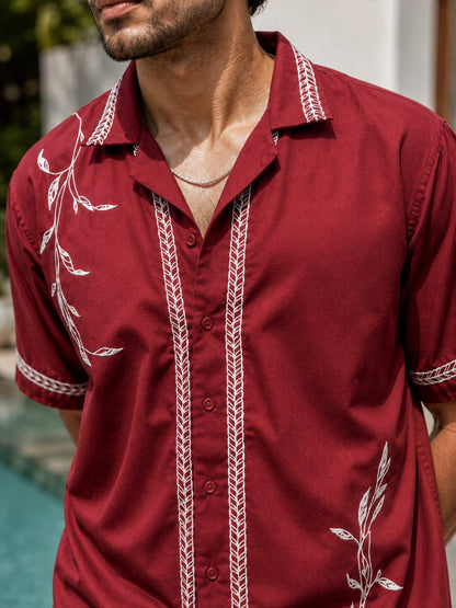 Summer Leaf Embroidered Shirt | Men - Shirt | MyDesignation